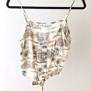 Medium, AE, Tie Front Crop Top with button detail